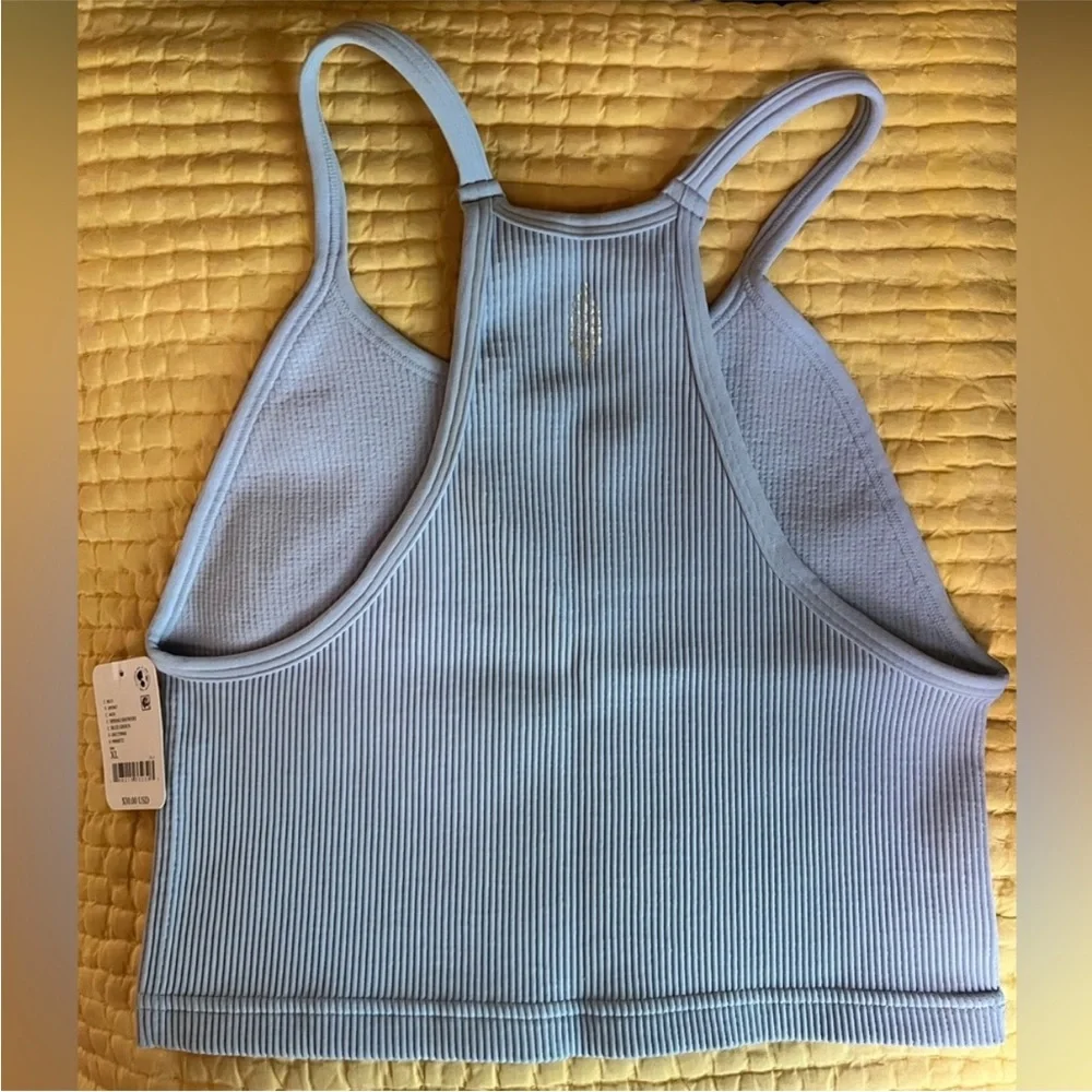Free People FP Movement Happiness Runs Crop Tank Spring Showers Blue Sz M/L NWT - Picture 5 of 5